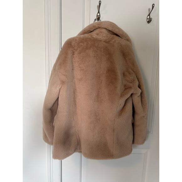 Free People Kate Faux Fur Teddy Coat Jacket Apricot Tan Oversized Fit Size XS - Picture 3 of 5
